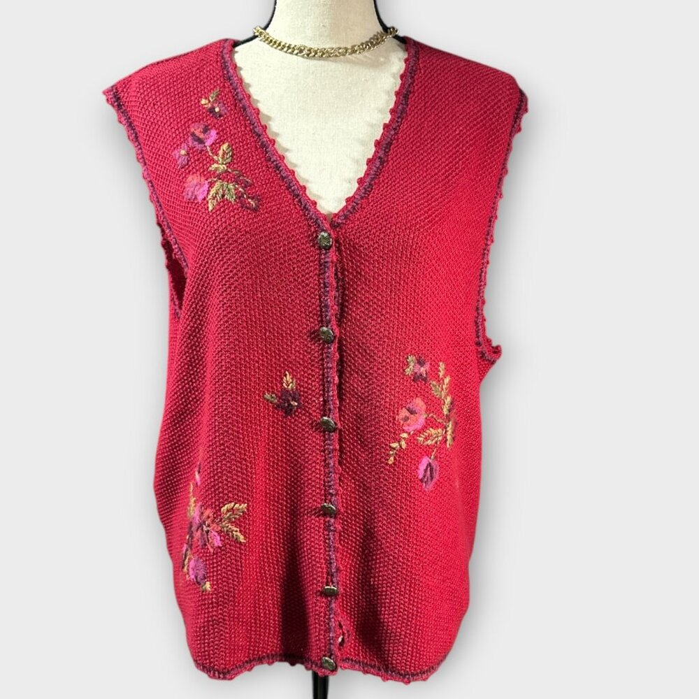 Vintage Napa Valley Womens XL Sweater Vest Wool Blend Cable Knit Cottagecore